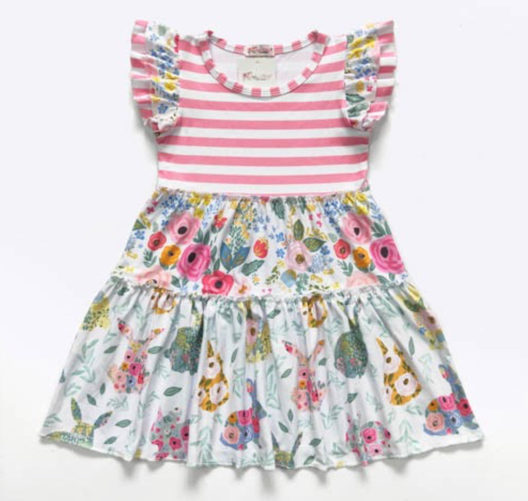 Floral & Stripes Easter Dress