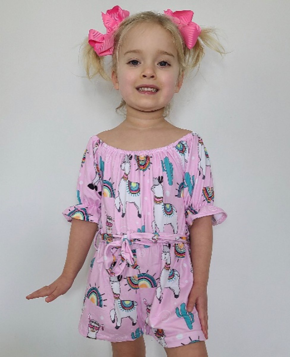 Pink Llama Romper