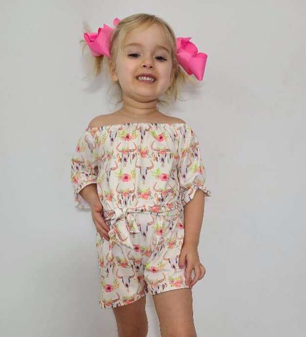 Floral and Steer Romper
