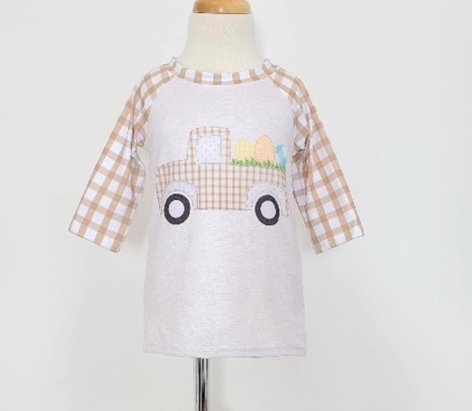 Tan Egg Truck Raglan Shirt