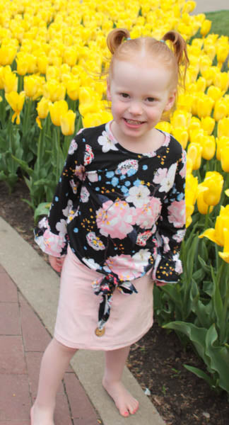 Floral Knot Top w/ Velvet Skirt