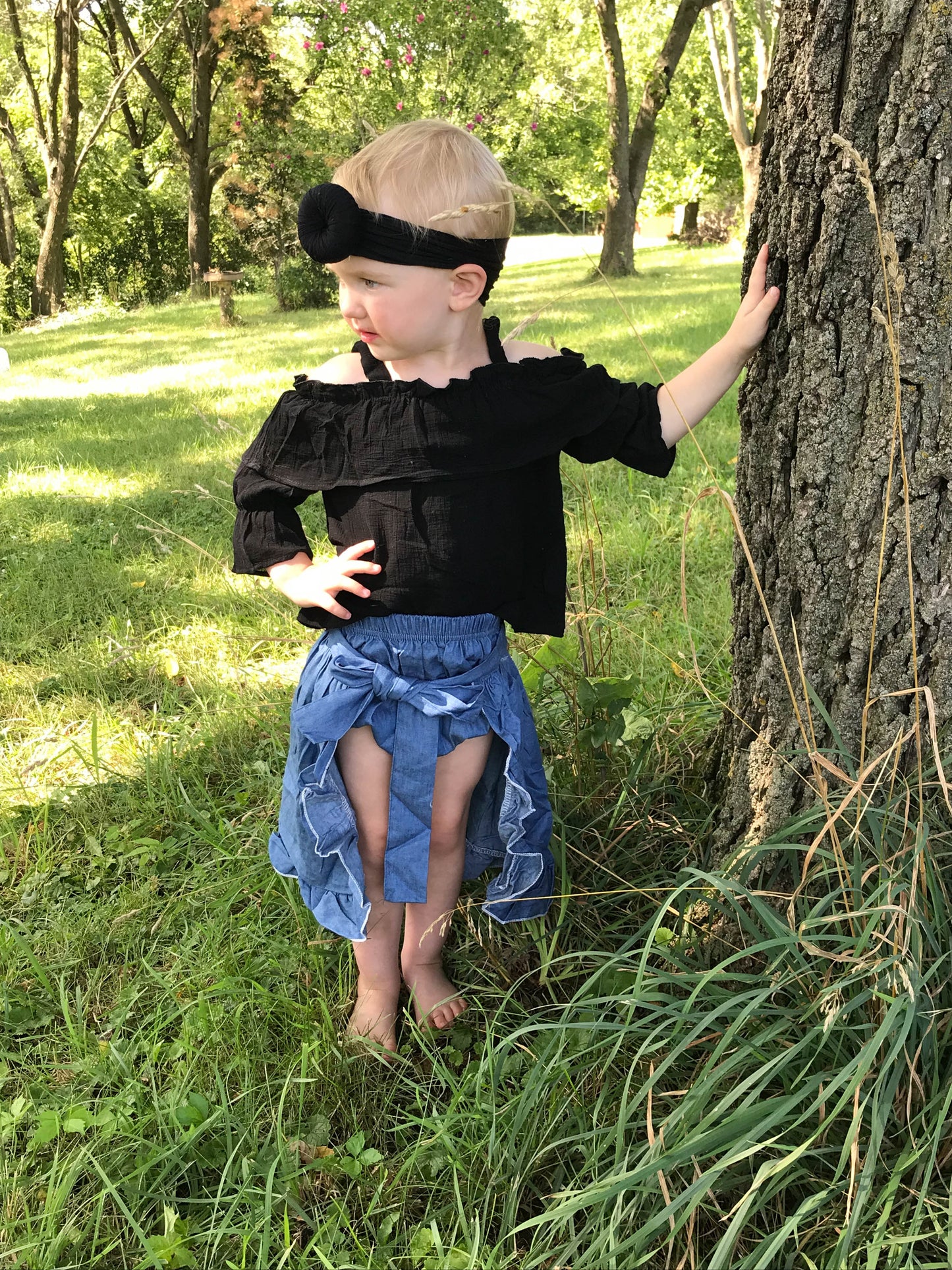 Denim Wrap Skirt Outfit