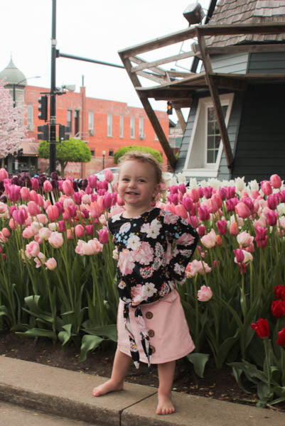Floral Knot Top w/ Velvet Skirt