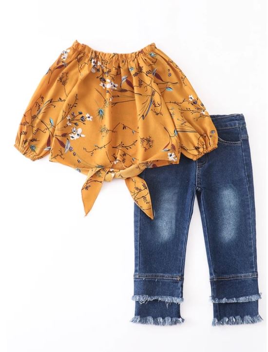 Floral Mustard Outfit Set