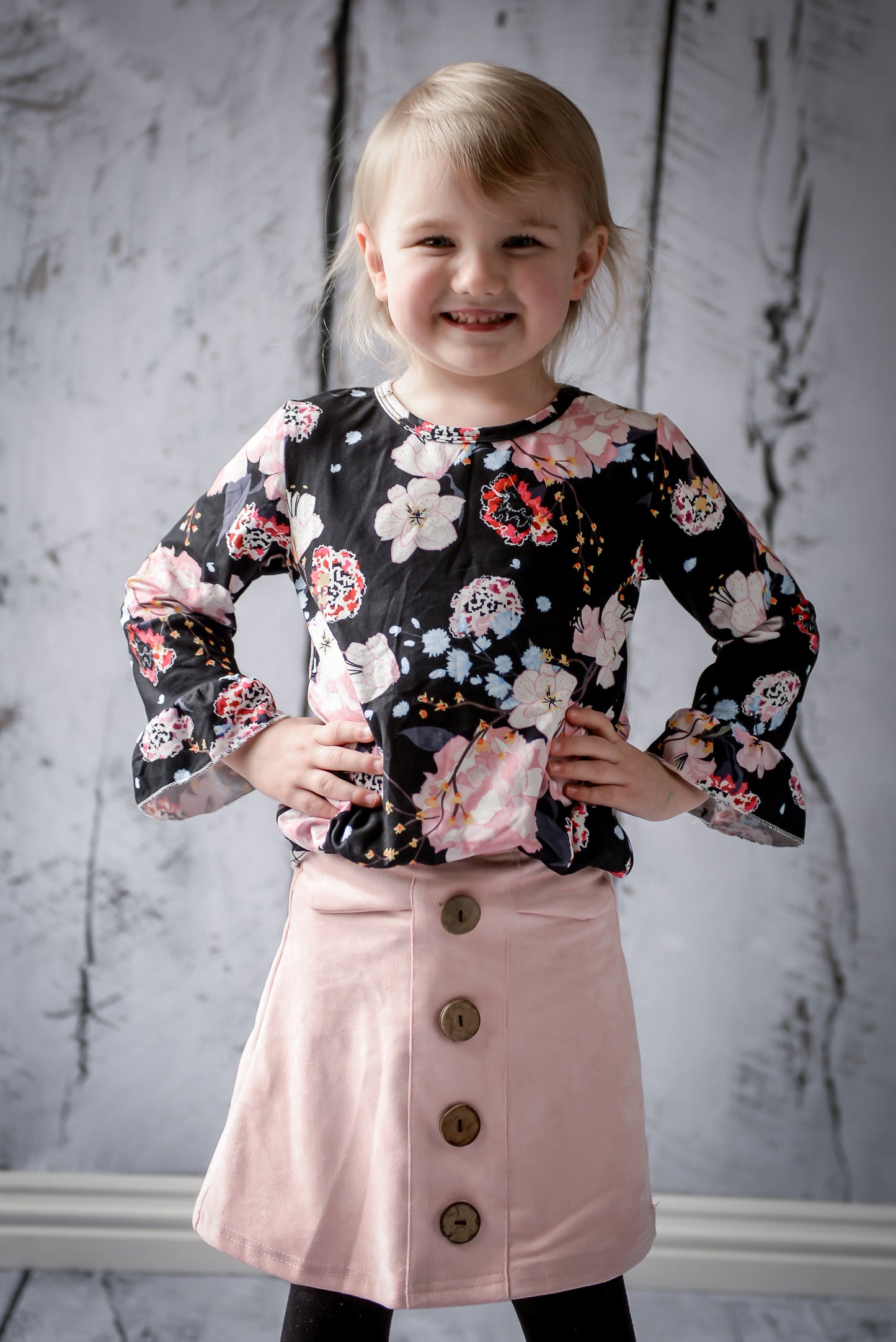 Floral Knot Top w/ Velvet Skirt