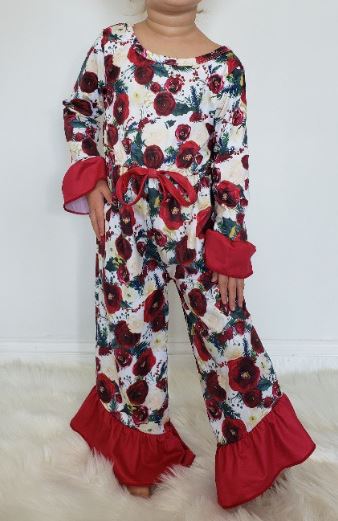 Burgundy Harvest Rose Romper