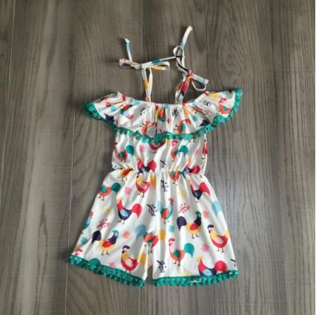 Sleeveless Chicken Print Romper