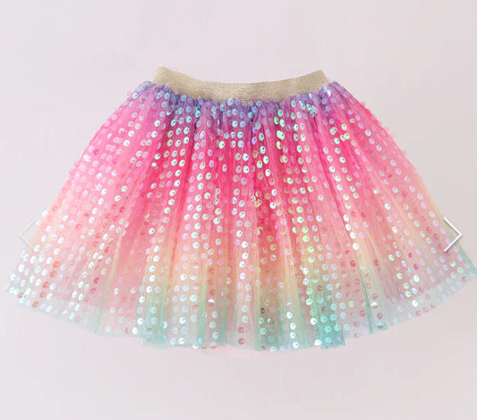 Rainbow Sequin Tulle Skirt
