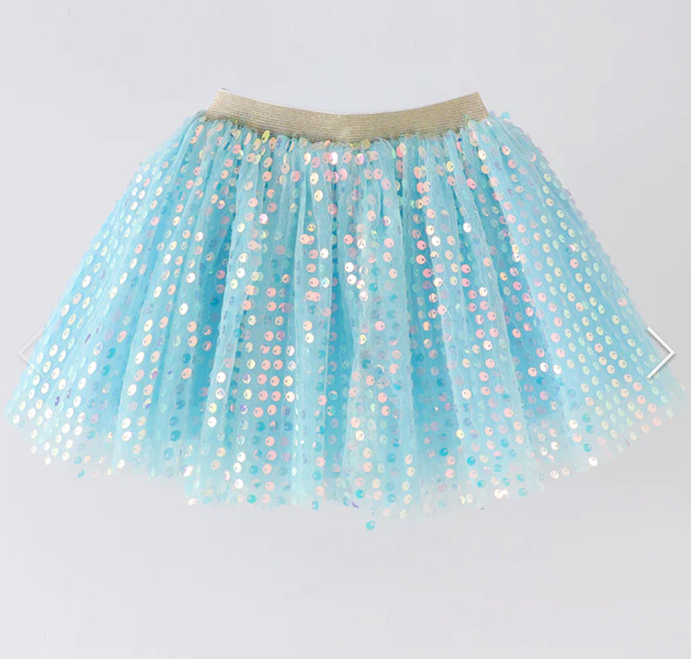 Blue Sequin Tulle Skirt