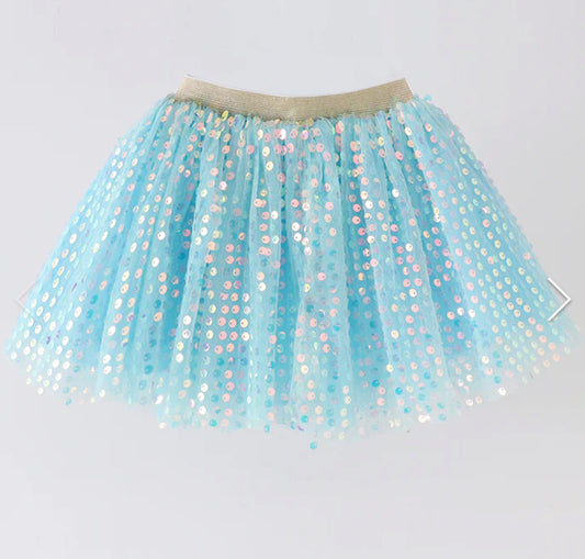 Blue Sequin Tulle Skirt