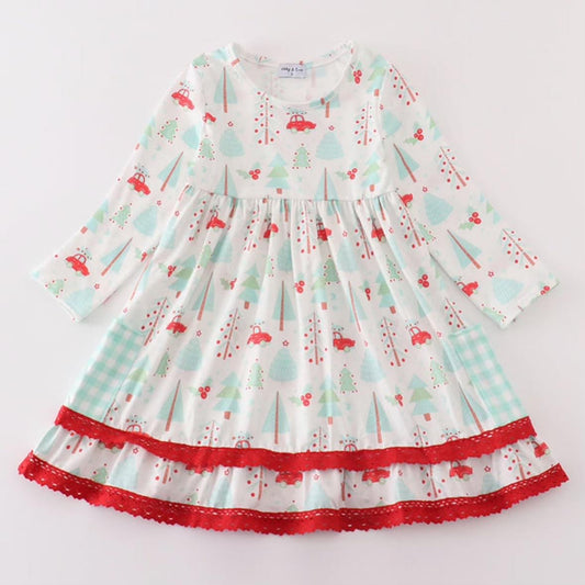 Ruffled Christmas Tree Truck Dress