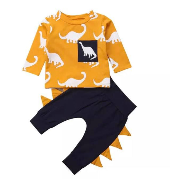 Mustard & Navy Dinosaur Outfit