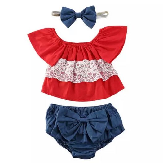 Red, White and Lace Outfit Set