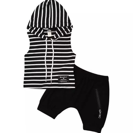 Striped Sleeveless Hoodie Outfit