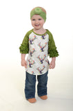 Olive Ruffle Deer Top