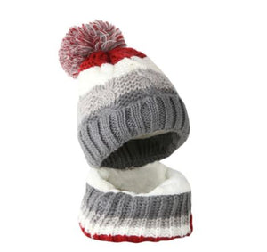 Striped Beanie and Scarf Set