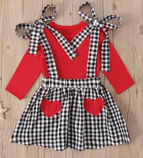 Plaid Hearts Suspender Dress
