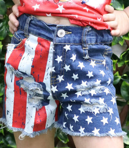 Denim Flag Shorts