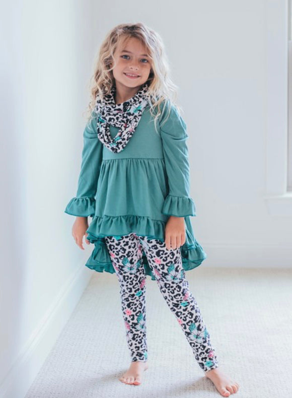 Sage Floral Scarf Set