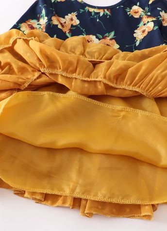 Mustard Floral Ruffle Dress